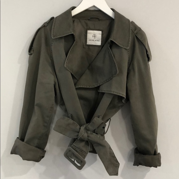 Anine Bing Jackets & Blazers - ANINE BING ARIA TRENCH COAT IN MILITARY GREEN